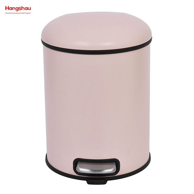 5L Galvanized Steel Round Garbage Trash Bin For Kitchen Waste Office Trash Can Colorful Silent Closing Foot Pedal Dustbin
