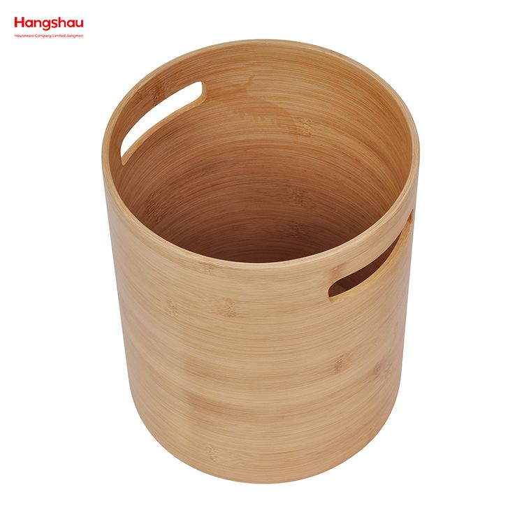 Bamboo Open-Top Round Trash Can Outdoor, Home, Office, Bathroom, Kitchen Waste Bin