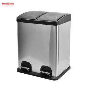 30L Cafeteria Sorting Garbage Bins Kitchen Garbage Classification Waste Outdoor Stainless Steel Environment protection Classification Trash Can