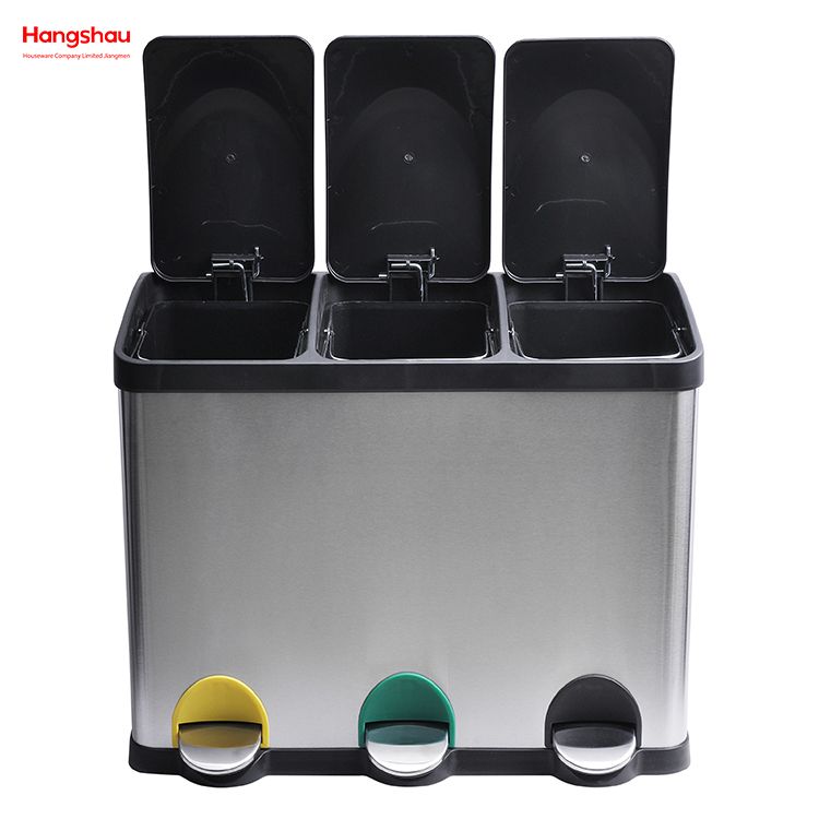 45L Stainless Steel Environment protection Classification Trash Can Kitchen Garbage Classification Waste Cafeteria Sorting Garbage Bins Sealing And Odor Prevention