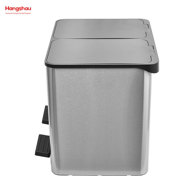 30L Outdoor Stainless Steel Environment protection Classification Trash Can Kitchen Garbage Classification Waste Cafeteria Sorting Garbage Bins 