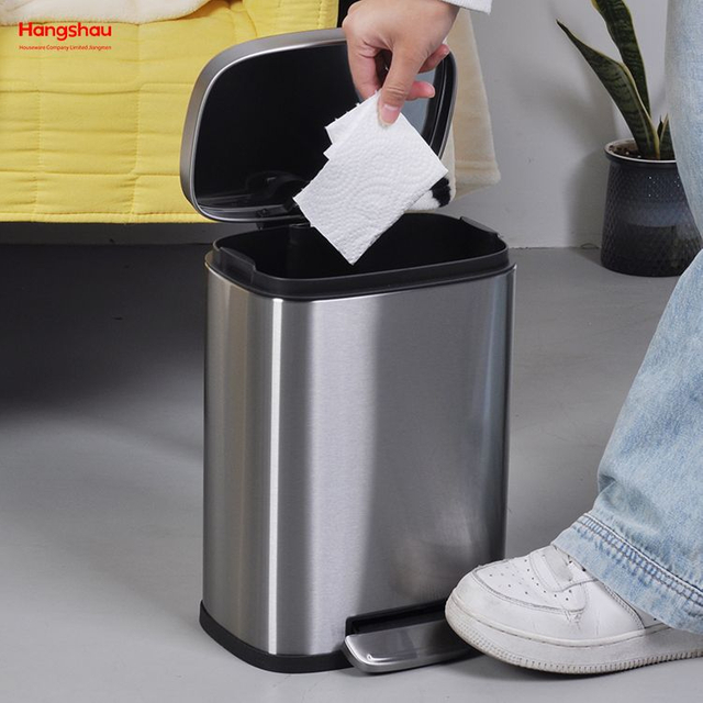 5L Basics Stainless Steel Rectangular Soft-close Garbage Bin Step Trash Can Pedal Bin