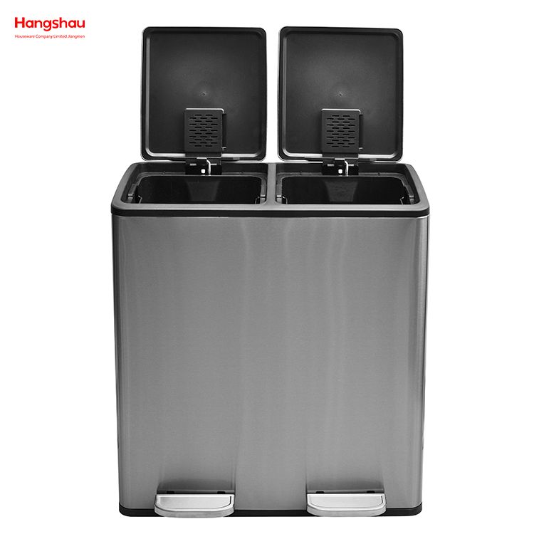 60L Waste Cafeteria Sorting Garbage Bins Sealing And Odor Prevention Stainless Steel Environment protection Classification Trash Can Kitchen Garbage Classification
