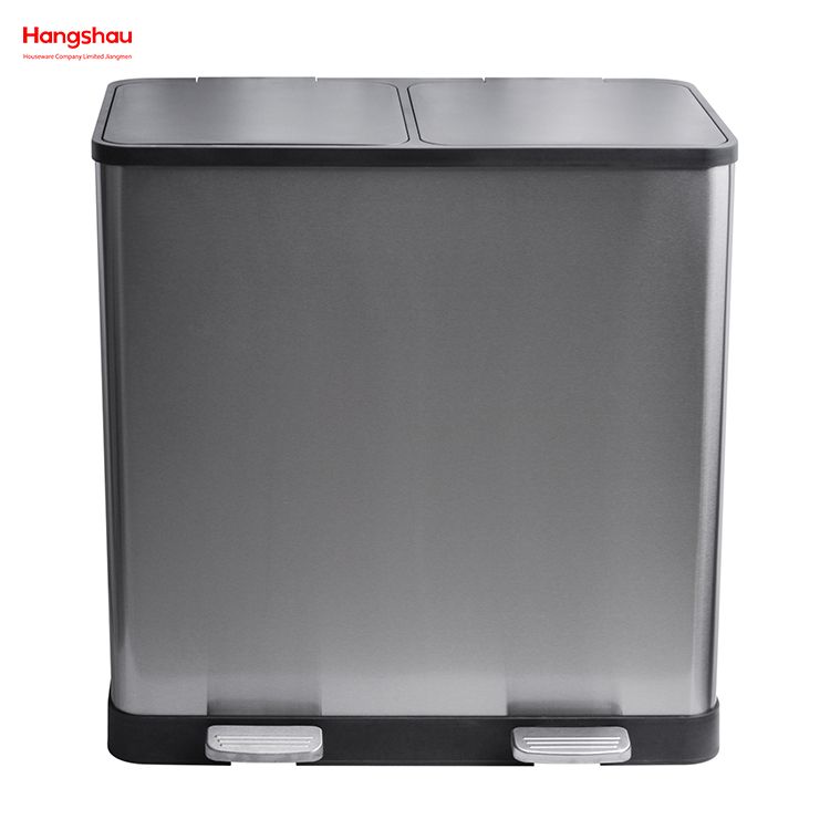 60L Sealing And Odor Prevention Environment protection Classification Trash Can Kitchen Garbage Classification Waste Cafeteria Sorting Garbage Bins Stainless Steel