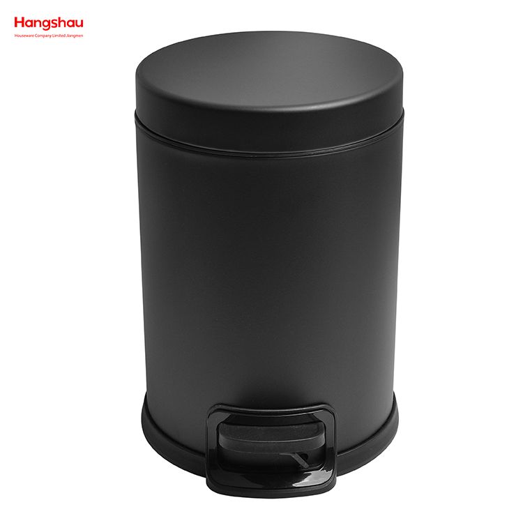 Household Bathroom Stainless Steel Black Lacquer Spraying 3L Pedal Trash Bin With Cover Closing Slowly And Mutely Round Trash Bin Waste Bin Dustbin