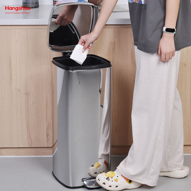 30l Foot Step Pedal Kitchen Stainless Steel Dust Bin Rubbish Garbage Dustbin Trash Can Waste Bin