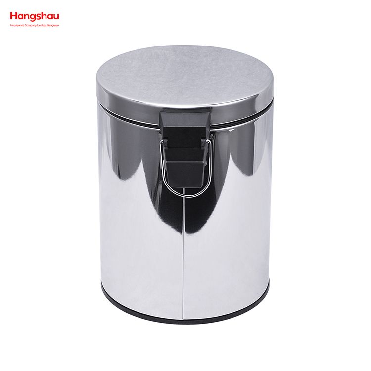 5L Polish Kitchen Waste Bins Bathroom Mirror Polishing Round Pedal Bin Household Stainless Steel Trash Can