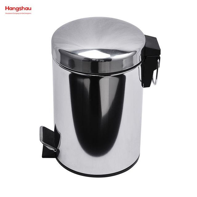 3L Polishing Household Polish Round Kitchen Waste Bins Bathroom Mirror Pedal Bin Stainless Steel Trash Can