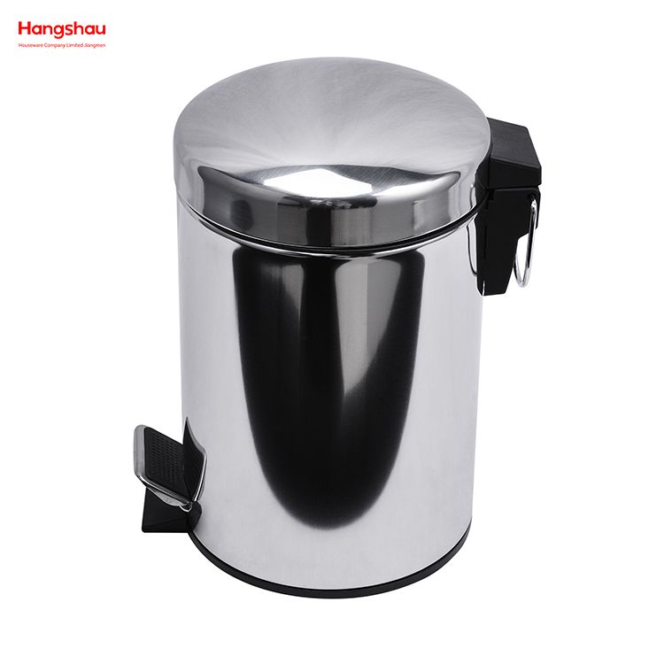 3L Polishing Household Polish Round Kitchen Waste Bins Bathroom Mirror Pedal Bin Stainless Steel Trash Can