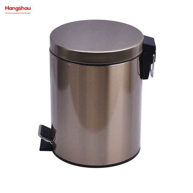 5L Stainless Steel Bedroom Household Round Pedal Bin Office Bathroom Simple Dustbin Garbage Can Round Foot Pedal Dust Bins