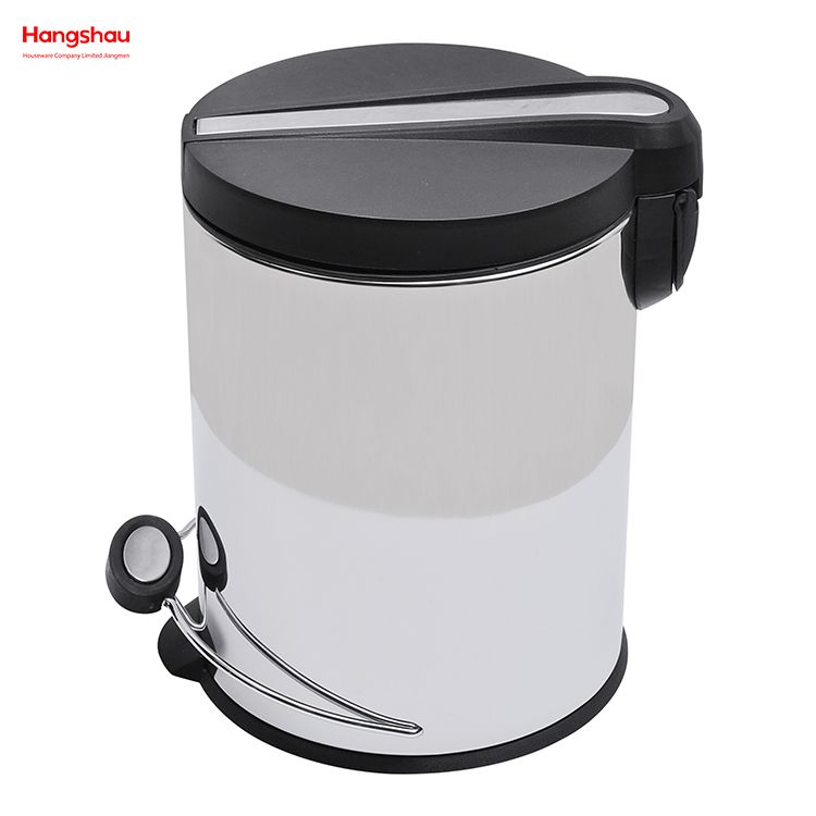 5L Polish Kitchen Waste Bins Bathroom Household Stainless Steel Trash Can Mirror Reflection Polishing Round Pedal Bin 