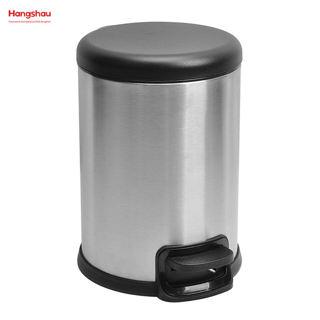 Modern Houseware Products Stainless Steel 410# 3L Pedal Trash Bin With Plastic Cover Closing Slowly And Mutely Round Trash Bin Waste Bin Dustbin
