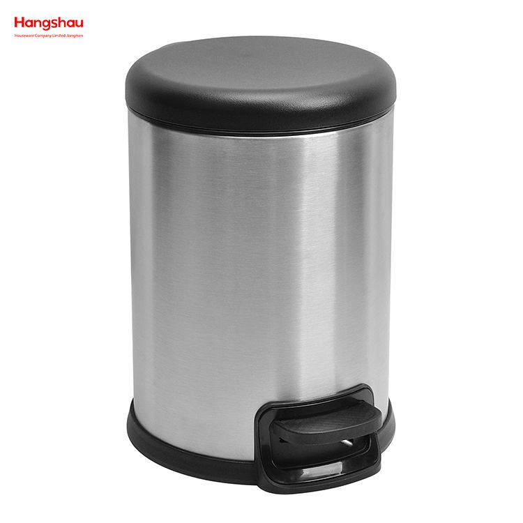 Modern Houseware Products Stainless Steel 410# 3L Pedal Trash Bin With Plastic Cover Closing Slowly And Mutely Round Trash Bin Waste Bin Dustbin