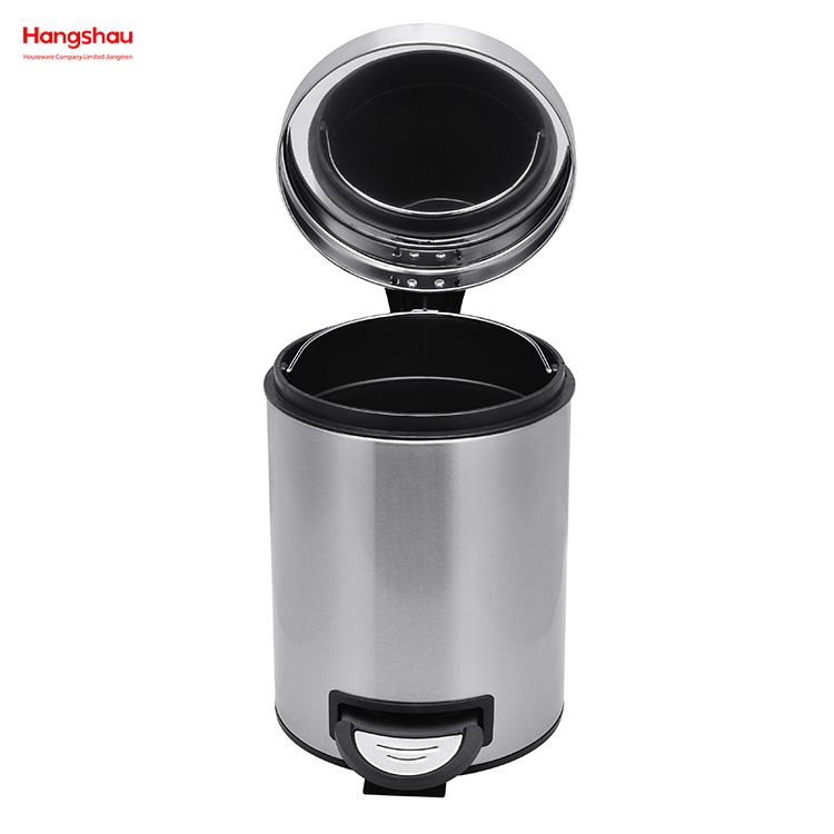 5L Round Trash Can with Removable Inner Wastebasket, Bathroom Trash Can Stainless Steel Foot Pedal Bin