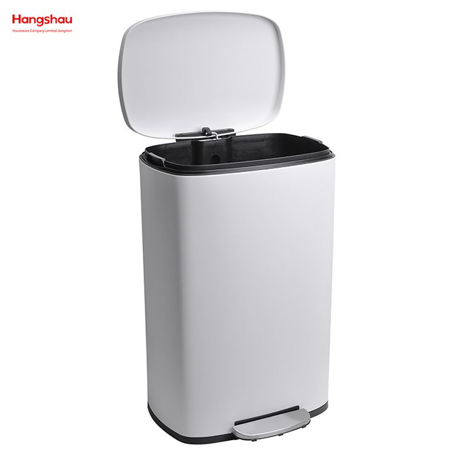50L Hotels Cafeteria Custom Colorful Rectangular Foot Pedal Dustbin Large Capacity Office Lobby Stainless Steel Garbage Trash Bin For Kitchen Waste Trash Can 