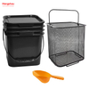 Outdoor Camping Barbecue Water Bucket Grid Portable Bucket Iron Square Storage Bucket Beach Play Plastic Square Storage Bucket Sets of 3 Pieces Barbecue charcoal bucket