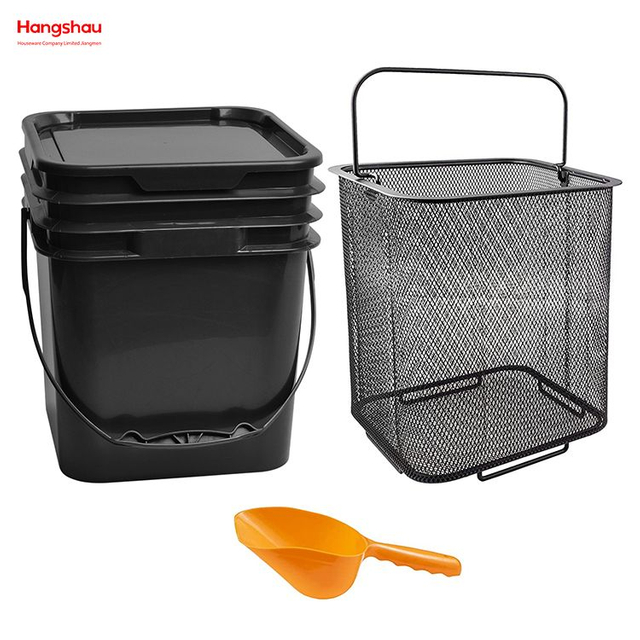 Outdoor Camping Barbecue Water Bucket Grid Portable Bucket Iron Square Storage Bucket Beach Play Plastic Square Storage Bucket Sets of 3 Pieces Barbecue charcoal bucket