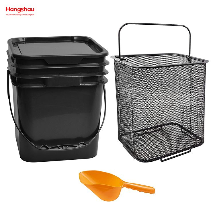 Outdoor Camping Barbecue Water Bucket Grid Portable Bucket Iron Square Storage Bucket Beach Play Plastic Square Storage Bucket Sets of 3 Pieces Barbecue charcoal bucket