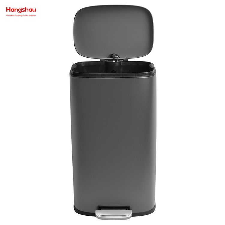 30L Cafeteria Custom Colorful Rectangular Silent Closing Foot Pedal Dustbin Lobby Stainless Steel Garbage Trash Bin For Kitchen waste Office Trash Can