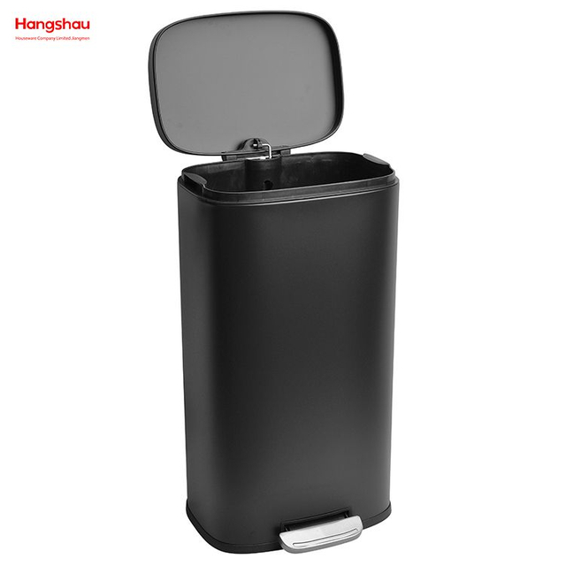 30L Lobby Stainless Steel Garbage Trash Bin For Kitchen Waste Office Trash Can Hotels Cafeteria Custom Colorful Rectangular Silent Closing Foot Pedal Dustbin 