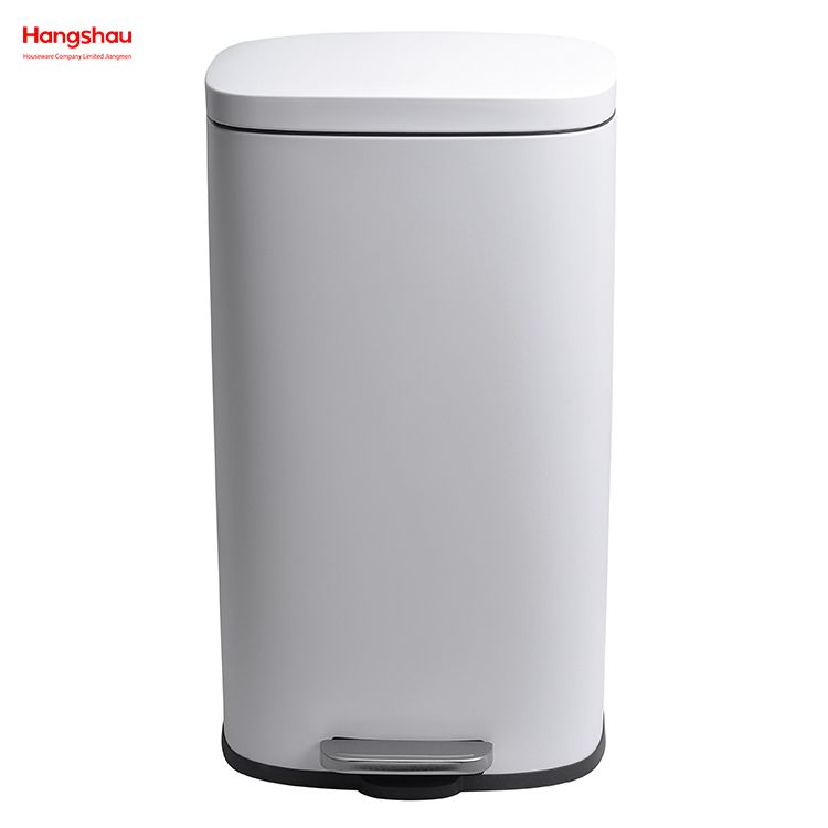 30L Hotels Cafeteria Custom Colorful Rectangular Silent Closing Foot Pedal Dustbin Lobby Stainless Steel Garbage Trash Bin For Kitchen waste Office Trash Can