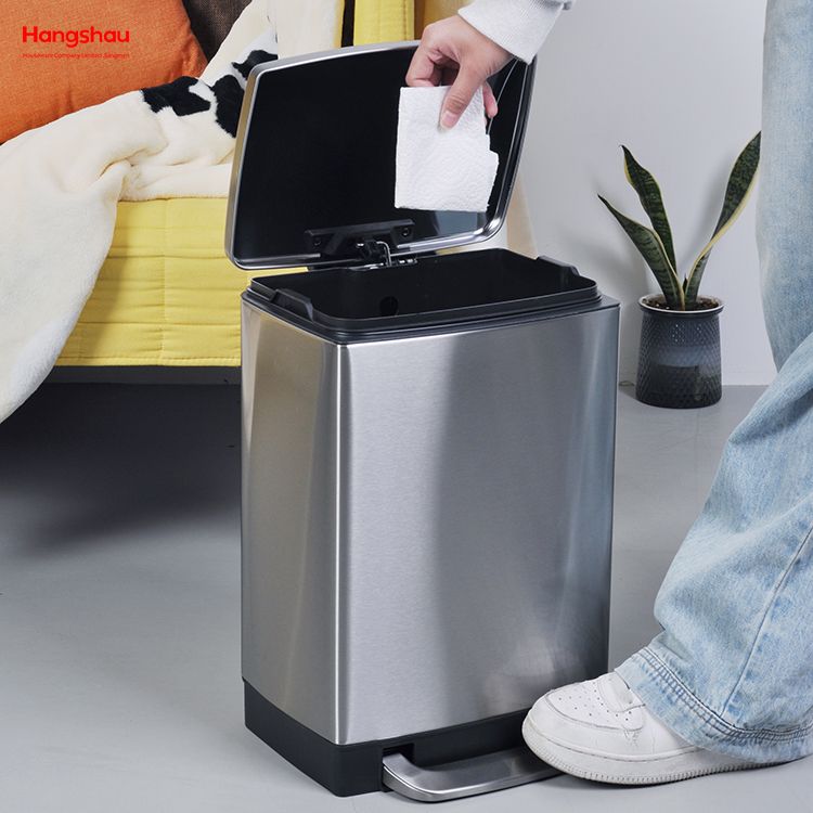 Stainless Steel Quadrate Shaped Dustbin 12l Step Bin Indoor Kitchen Using Waste Bin Outdoor Rubbish Bin With Soft Closing
