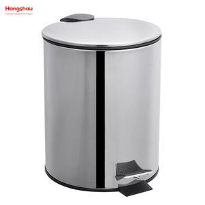 5L Bathroom Kitchen Hotel Office Stainless Steel Trash Can Round Shape Pedal Waste Bins