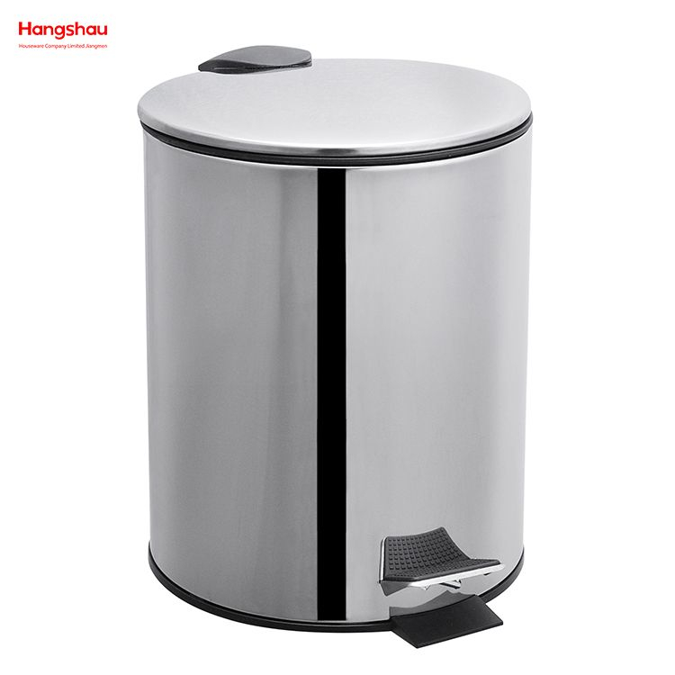 5L Bathroom Kitchen Hotel Office Stainless Steel Trash Can Round Shape Pedal Waste Bins