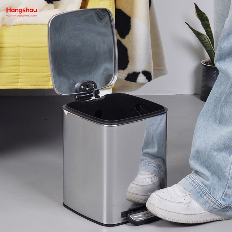6-litre Stainless Steel Waste Bin Pedal Soft Close Trash Can With Foot Pedal Garbage Bin