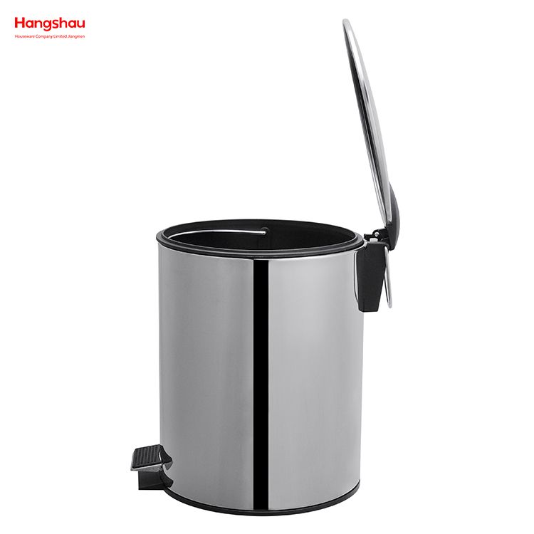 5L Bathroom Kitchen Hotel Office Stainless Steel Trash Can Round Shape Pedal Waste Bins