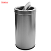 90L Stainless Steel Round Swing Lid Push Bin(with Inner Bucket) Outdoors Community Street Roadside Cafeteria Garbage Bins Stainless Steel Swing Lid Garbage Can Trash Can