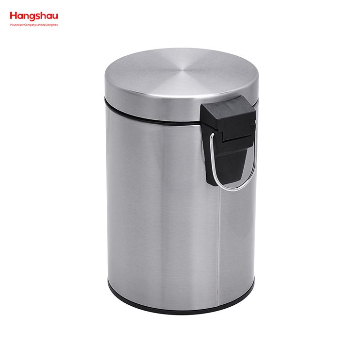 3L Stainless Steel Round Pedal Bin Household Bathroom Inner Bucket Trash Bin with Step Pedal for Office And Kitchen Use Waste Bins Genre Dustbin Garbage Can