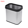 13L Stainless Steel Open Top Dustbin Square Bin Household Kitchen Bar Opening Simple Trash Bin without Lid Garbage Bin 
