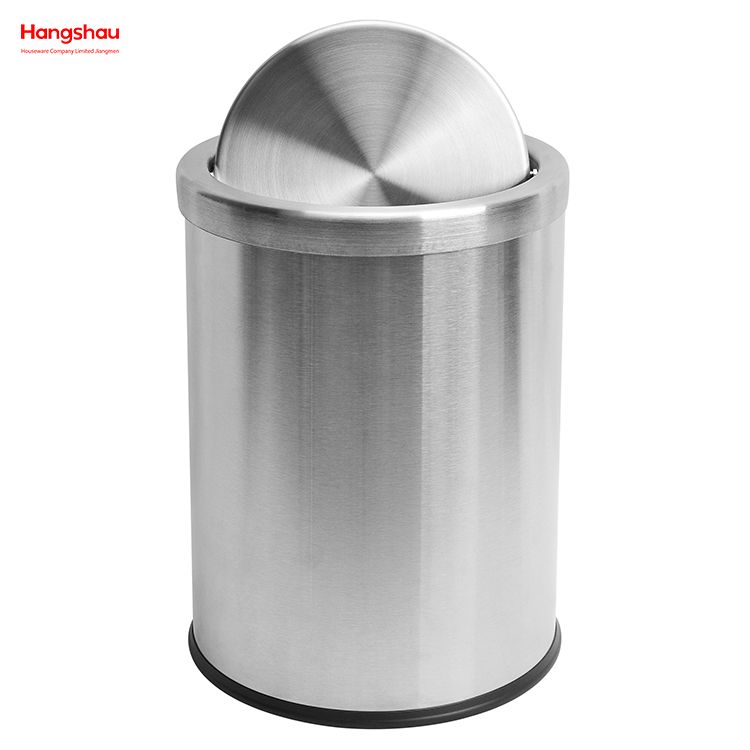 9L Round Shape Stainless Steel Swing Lid Waste Bin Hotel Room Round Swing Lid Metal Trash Bin Waste Bin Dustbin Steel Recycle Bin Metal Trash Can With Cover Lid