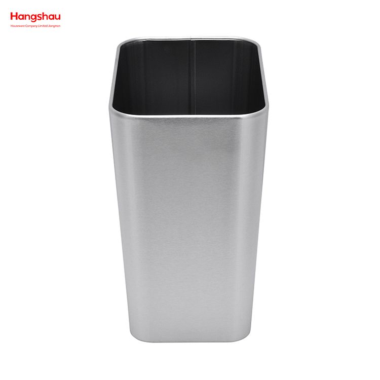 6L Stainless Steel Square Bin Household Kitchen Bar Opening Simple Trash Bin without Lid Garbage Bin Open Top Dustbin 