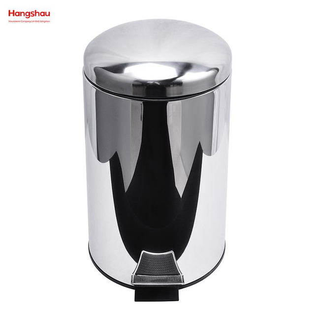 12L Stainless Steel Polish Trash Can With Foot Pedal Trash Bin Garbage Can Household Kitchen Bathroom Round Mirror Polishing Shape Soft Closing Waste Bin Dustbin 