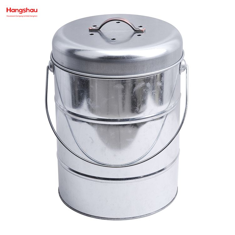 Waste Bin with Handle Open Top Household Kitchen Round Food Compostable Compost Bin Lid Detached From Compost Bin Trash Bin