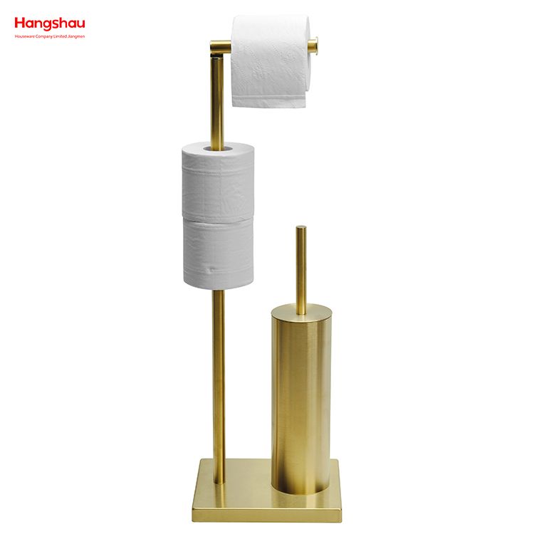 Aureate Brushed And Anti-fingerprint Lacquer Spraying Metal Toilet Brush Holder Lacquer Spraying Free Standing Stainless Steel Toilet Brush And Paper Holder Standing 