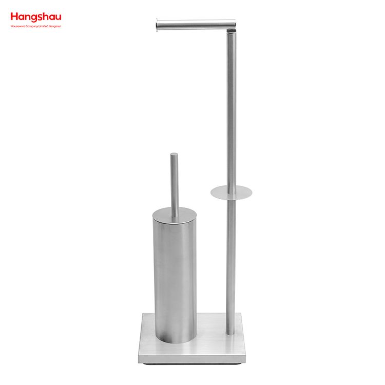 Metal Free Standing Stainless Steel Toilet Brush And Paper Holder Standing Metal Toilet Brush Holder Lacquer Spraying 