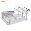 Kitchen Double Deck Aluminum Stand Dish Rack Cup Holder Alloy Dish Rack over Sink Organizer Metal Drying Dish Tray Rack