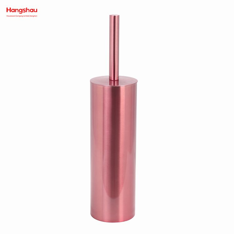 Shiny Varnished Stainless Steel Standing Toilet Brush Metal Bathroom Toilet with Holder Plastic Brush Cleaning Set 