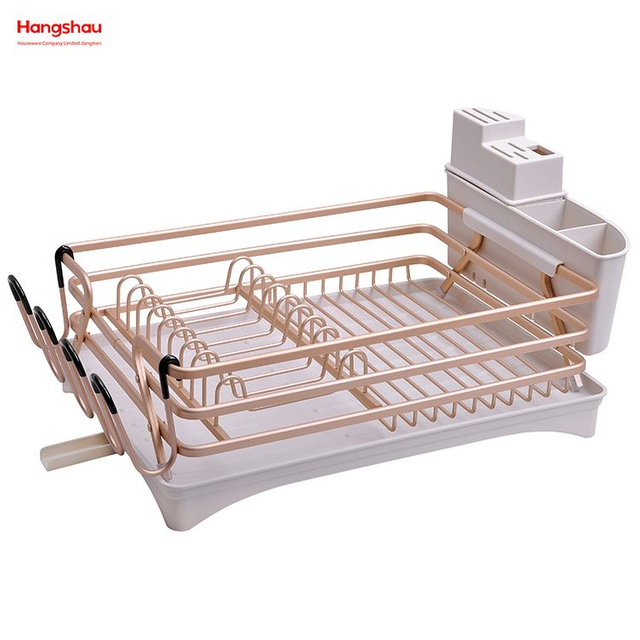  Aluminum Alloy Dish Rack over Sink Organizer Kitchen Stand Dish Rack Countertop Dish Rack Cup Holder Metal Drying Plastic Dish Tray Rack 