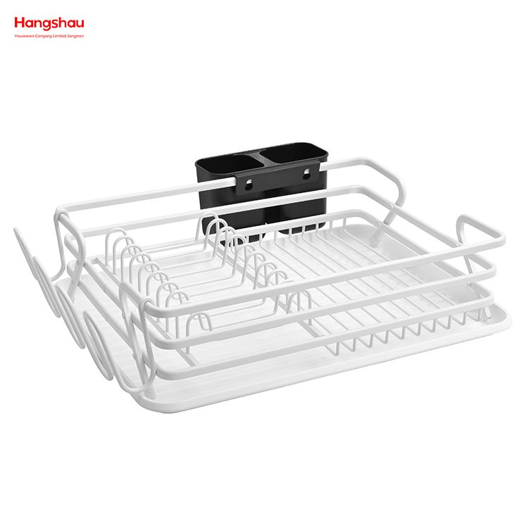 White Plastic Dish Tray Rack Kitchen Stand Dish Rack Countertop Dish Rack Cup Holder Aluminum Alloy Dish Rack over Sink Organizer Metal Drying 