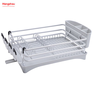 Kitchen Dish Rack Cup Holder Aluminum Alloy Dish Rack over Sink Organizer Stand Dish Rack Countertop Metal Drying Plastic Dish Tray Rack 