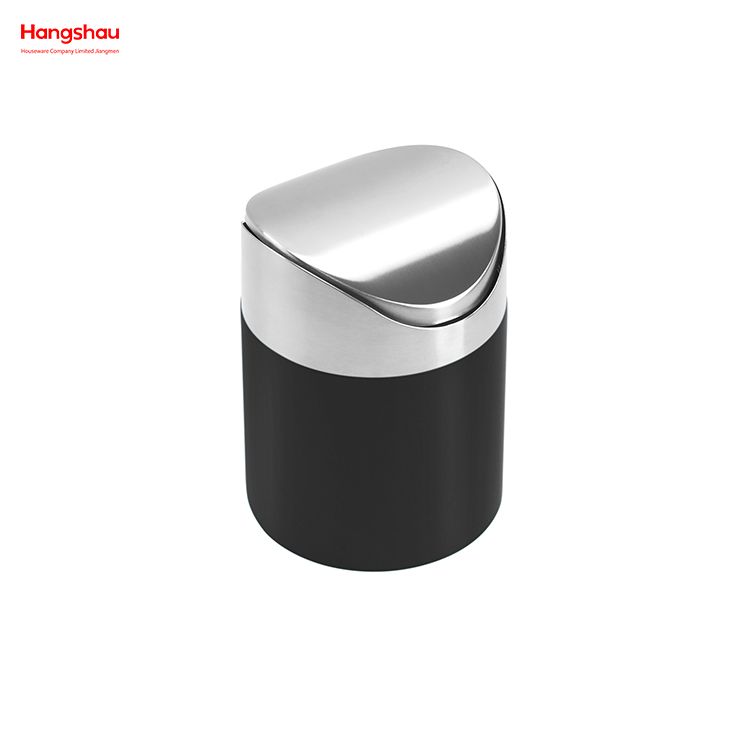 Table Top Waste Bin Metal Waste Bin With Push Lid Round Shape Desktop Dustbin
