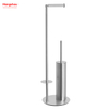 Brushed And Anti-fingerprint Circular Tube Lacquer Spraying Free Standing Stainless Steel Toilet Brush And Paper Holder Standing Metal Toilet Brush Holder Lacquer Spraying 
