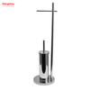 Mirror Polishing Free Standing Stainless Steel Toilet Brush And Paper Holder Standing Metal Toilet Brush Holder 