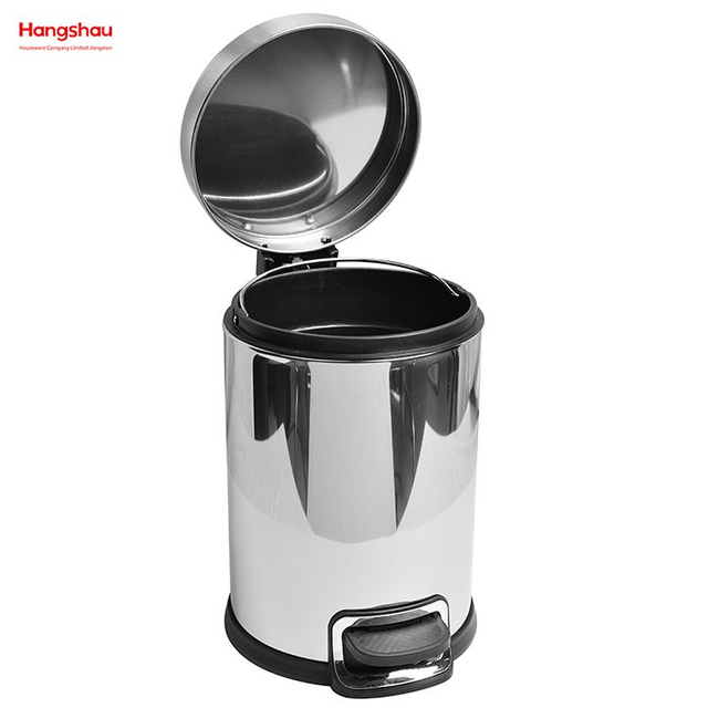 Mirror Polishing Household Bathroom Stainless Steel 3L Pedal Trash Bin With Cover Closing Slowly And Mutely Round Trash Bin Waste Bin Dustbin