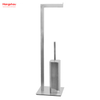 Brushed And Anti-fingerprint Lacquer Spraying Metal Square Tube Toilet Brush Holder Lacquer Spraying Free Standing Stainless Steel Toilet Brush And Paper Holder Standing 
