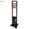 Lacquer Spraying Metal Free Standing Stainless Steel Toilet Brush And Paper Holder Powder Coated Standing Bamboo&Metal Toilet Brush Holder 